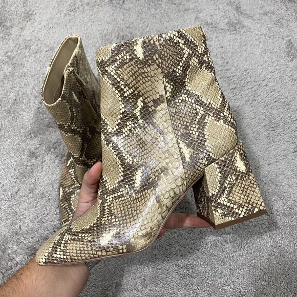 Sam Edelman Daruby Snakeskin Booties Womens 9M Brown Ankle Boots Block Heels - Picture 4 of 12